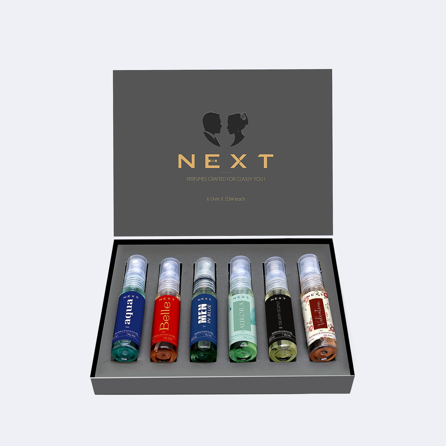 NEXT Luxury Perfume Atomizer Set for Men and Women - 6x10 ml Sampler Pack