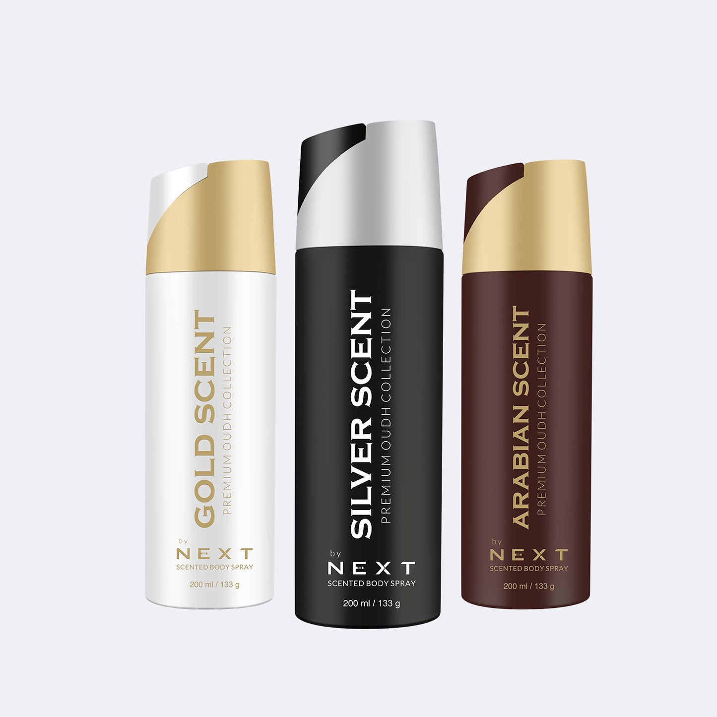 Set of 3 OUDH Deodorants - NEXT GOLD, SILVER & Arabian - 200ML