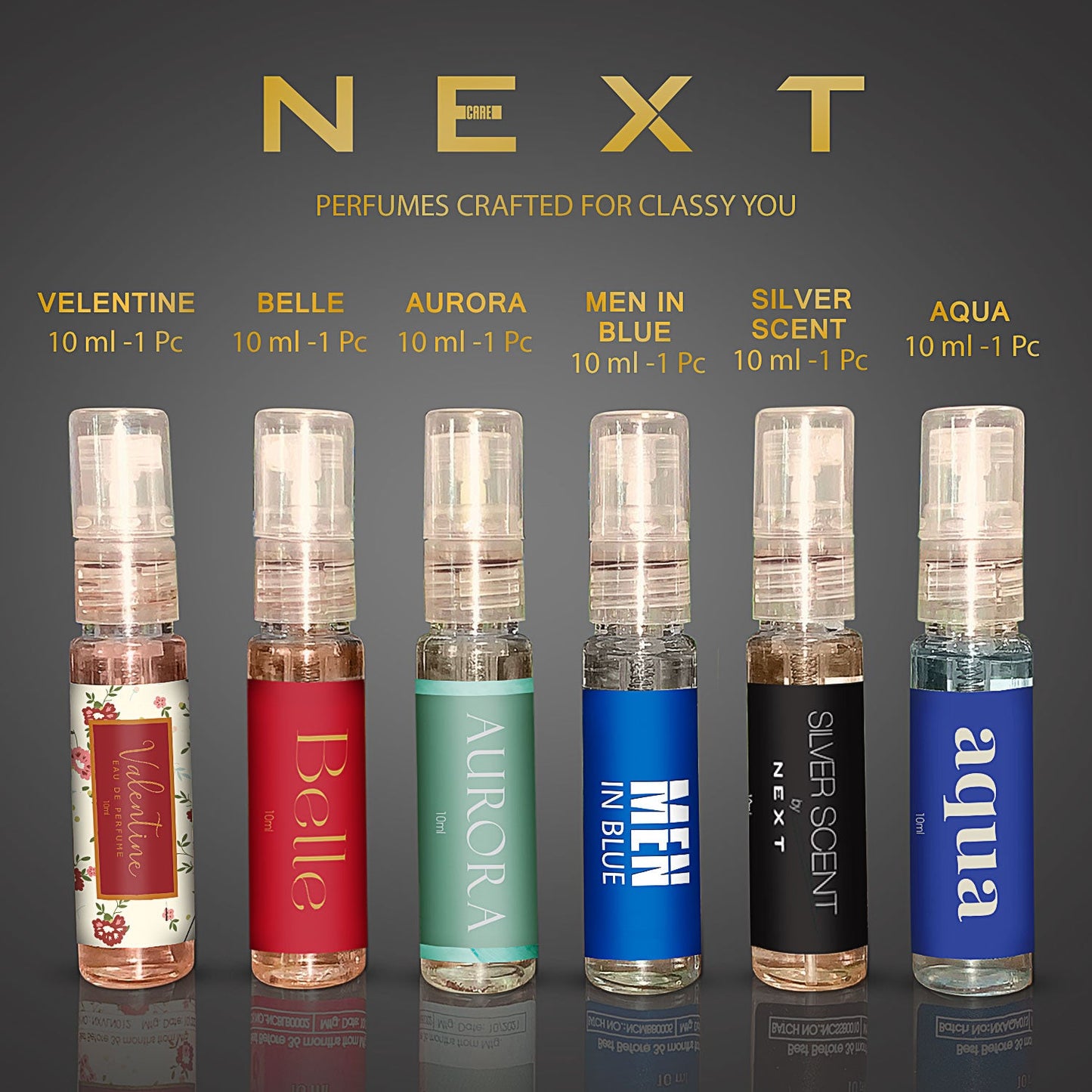 NEXT Luxury Perfume Atomizer Set for Men and Women - 6x10 ml Sampler Pack