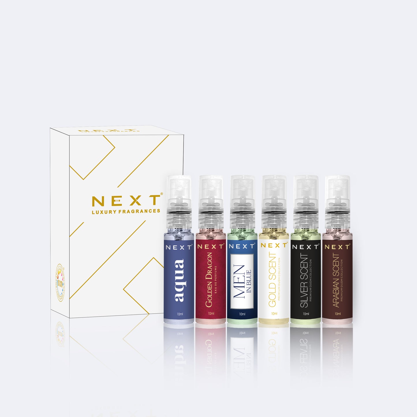 NEXT Luxury Perfume Atomizer Set for Men and Women - 6x10 ml Sampler Pack ( 2023 Edition )