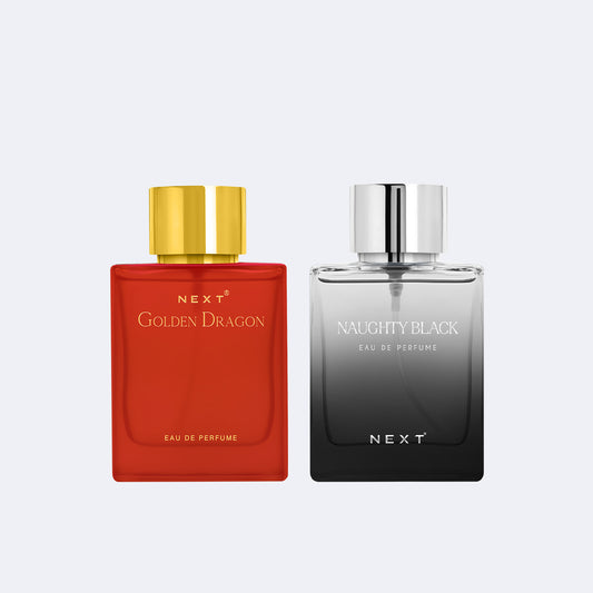 Next combo pack of 2 perfume Golden Dragon & Naughty Black | Long Lasting - 100ml each